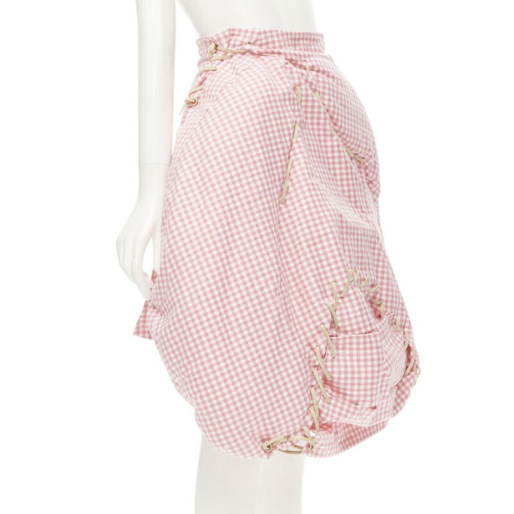 rare COMME DES GARCONS Vintage 2004 Runway pink checked  Punk balloon skirt