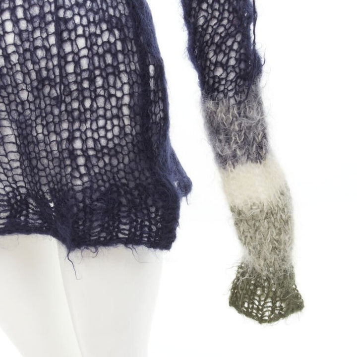 JUNYA WATANABE 2006 Runway punk loose knit wool distressed punk sweater M