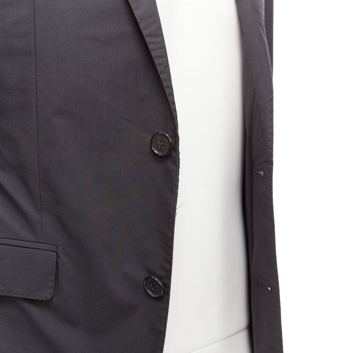 LANVIN dark grey cotton blend nylon minimal single breast suit blazer EU44 XS