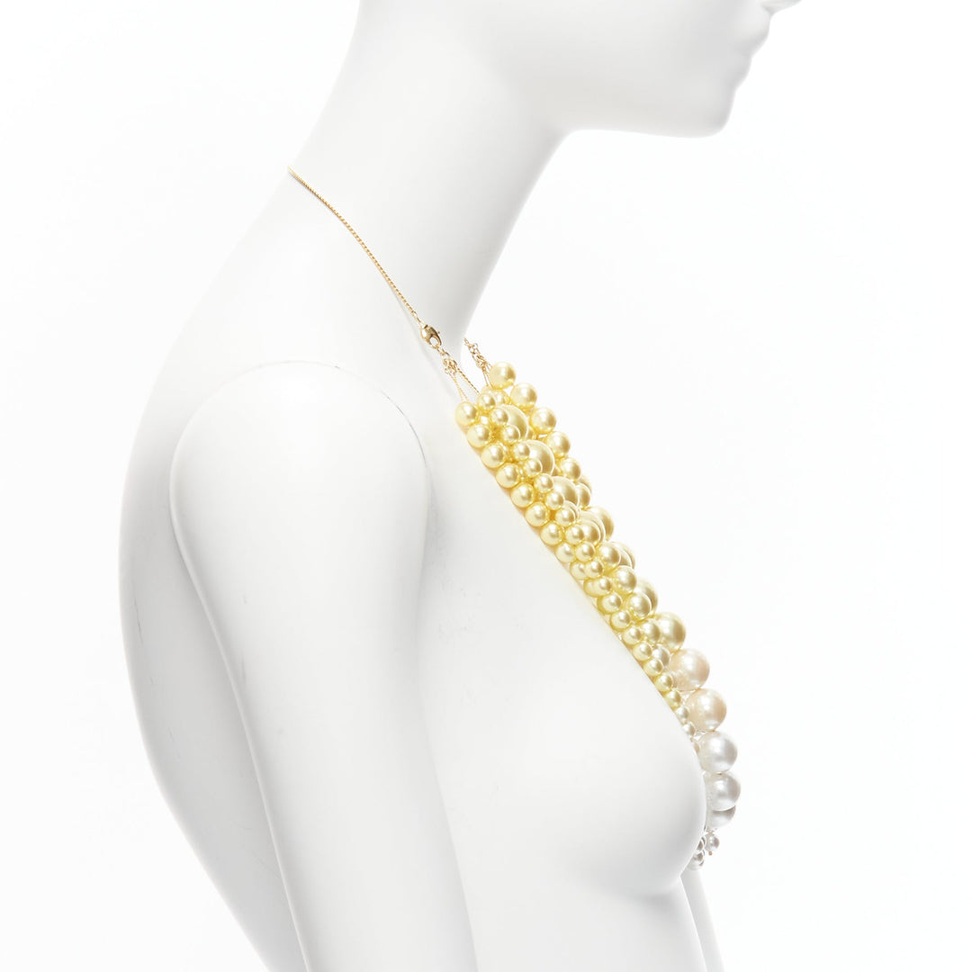 TOGA ARCHIVES yellow white ombre tiered faux pearl statement necklace