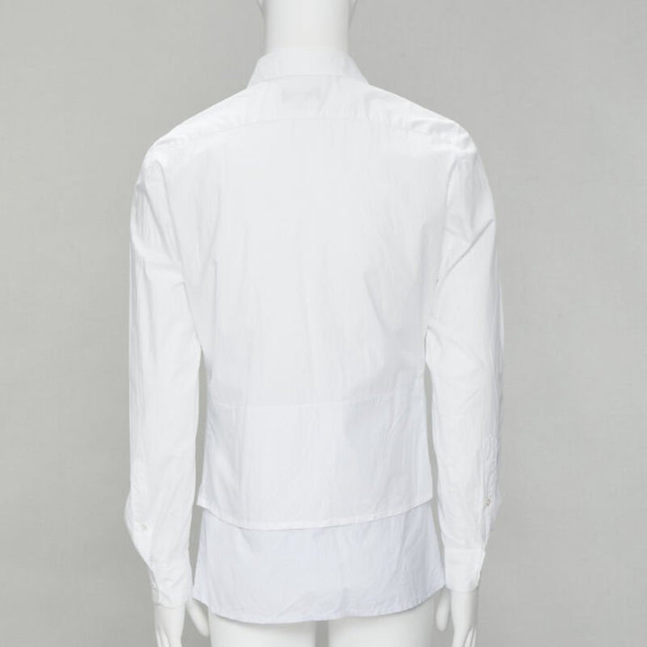RAF SIMONS white extended layered hem deconstructed shirt EU44 S