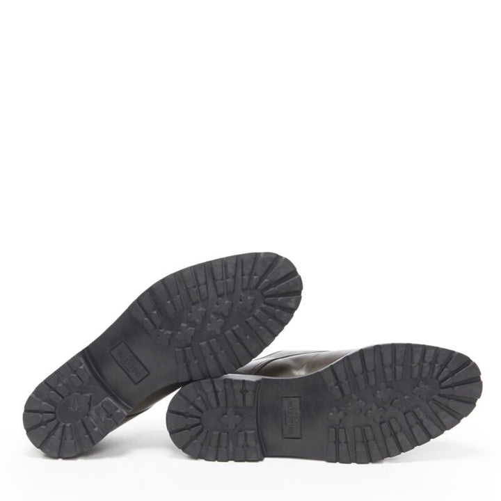 VALENTINO Rockstud stud embellished strap dual buckle monk brogue loafer EU42