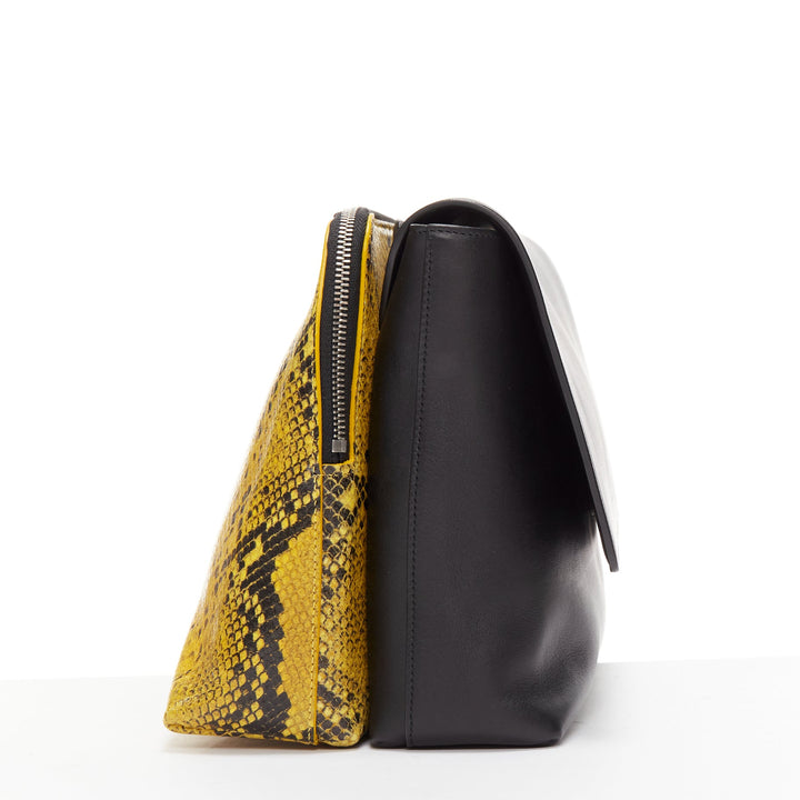 CHRISTOPHER KANE Dual black yellow scaled leather plastic strap reversible bag