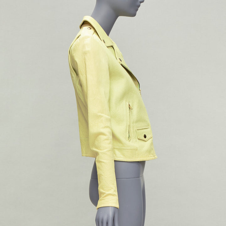 THEORY yellow lambskin leather motorcycle biker jacket M
