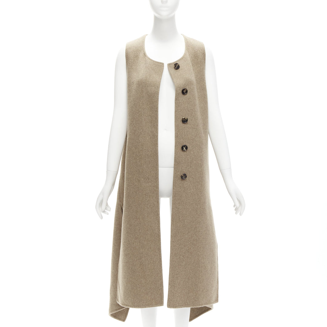 MARNI taupe brown virgin wool blend high low hem vest coat IT36 XS