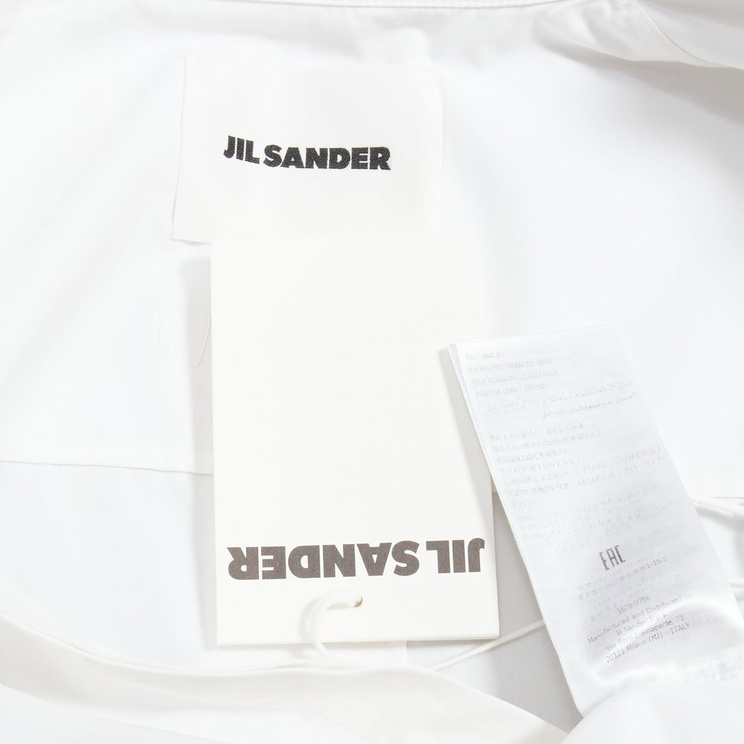 JIL SANDER 2022 white hidden placket minimal boxy shirt dress FR30 XXS