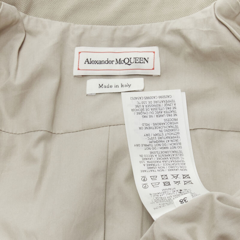 ALEXANDER MCQUEEN grey cotton fitted zipper trim peplum utility jacket IT38 XS