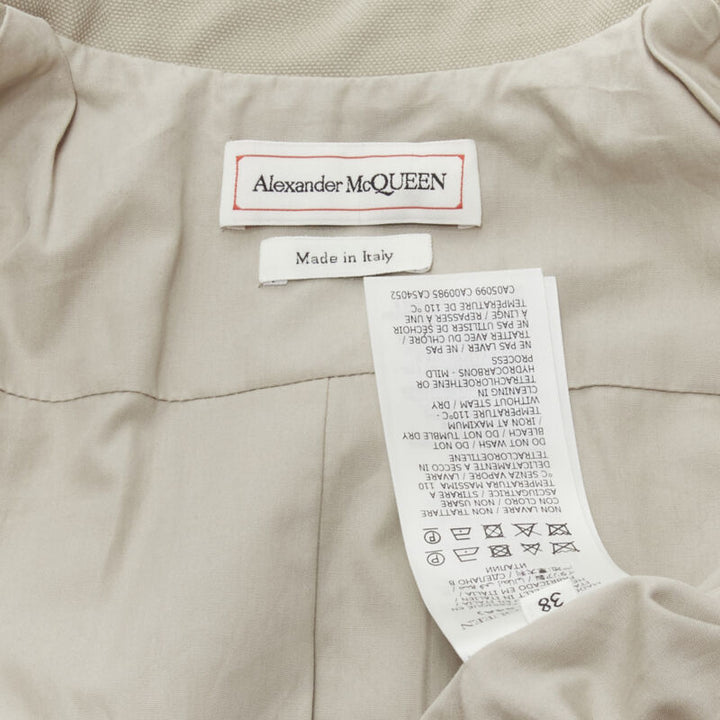 ALEXANDER MCQUEEN grey cotton fitted zipper trim peplum utility jacket IT38 XS