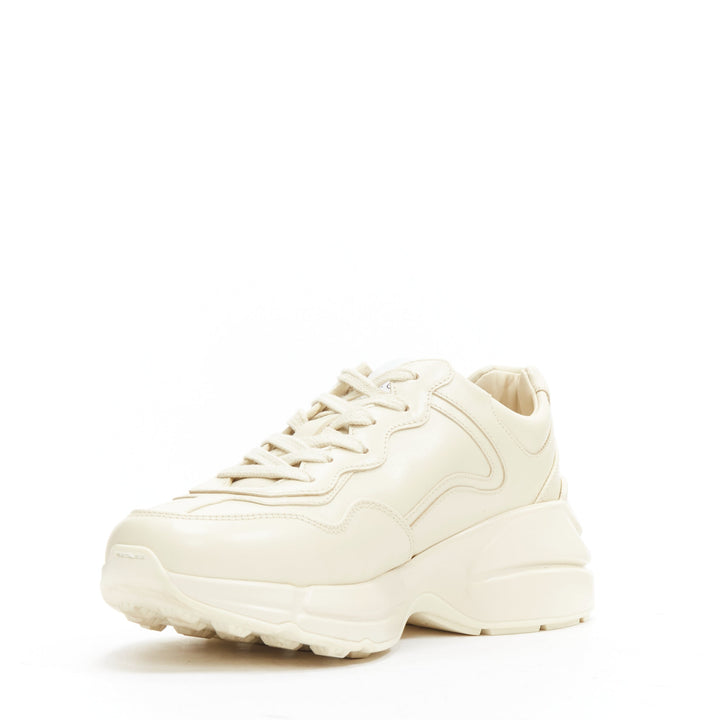 GUCCI Rhyton cream Tiger print leather panelled chunky dad sneakers EU37.5