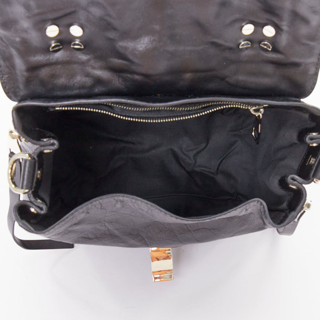 rare PROENZA SCHOULER PS1 black textured leather silver hardware small backpack