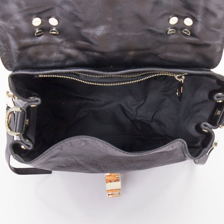 rare PROENZA SCHOULER PS1 black textured leather silver hardware small backpack