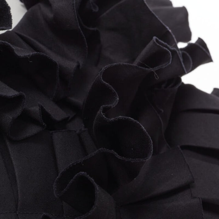 BOTTEGA VENETA black pleated ruffle one shoulder corset bustier top IT38 XS