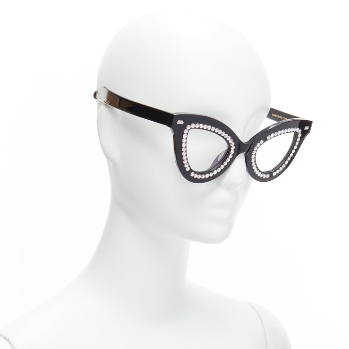 GENTLE MONSTER Pushbutton Swarovski Cat Eye black crystal sunglasses