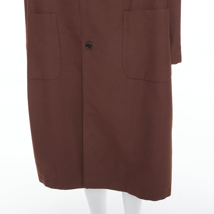 YOHJI YAMAMOTO Y's brown wool mohair single breast long boxy coat JP3 L