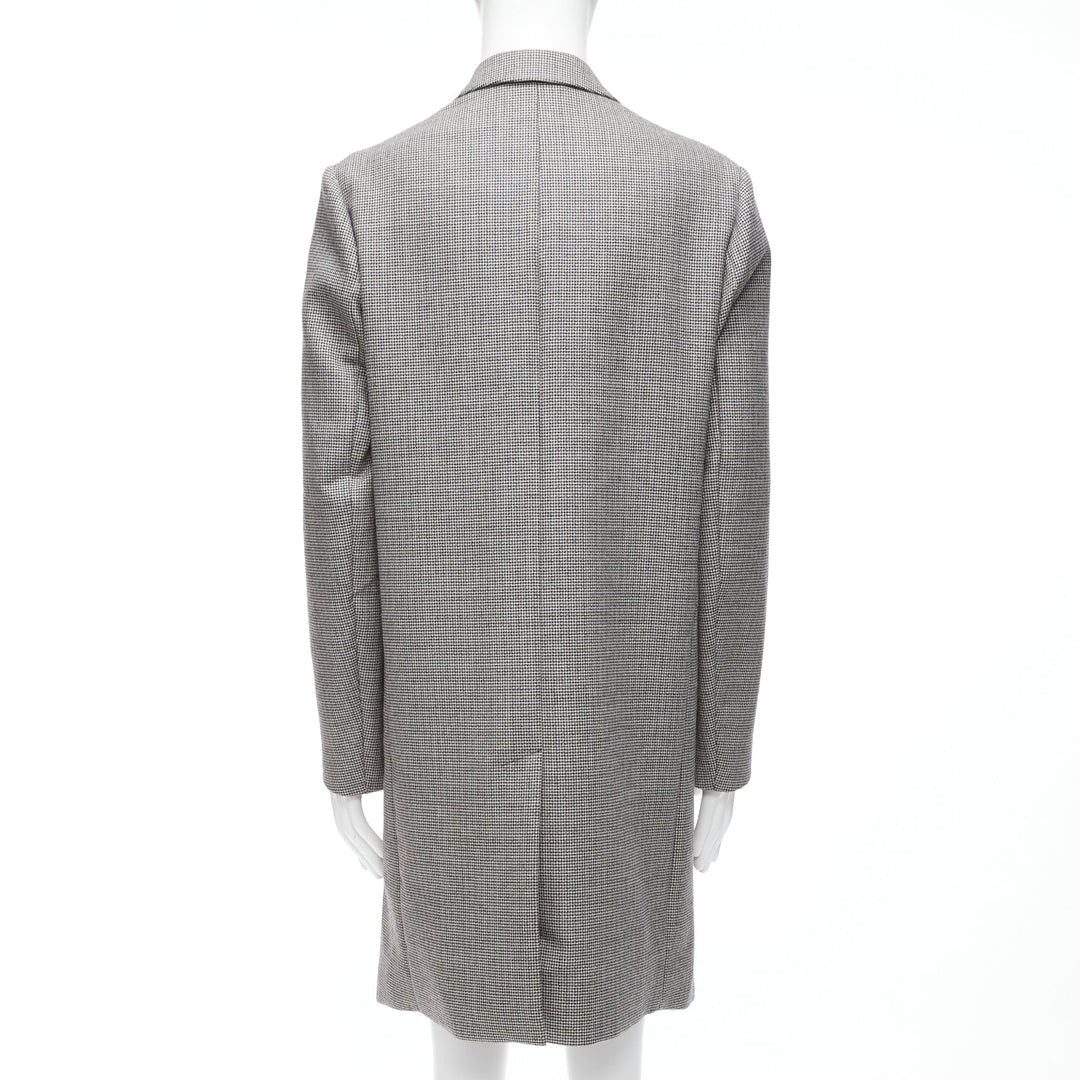 MARNI grey houndstooth wool blend invisible placket longline coat IT48 M
