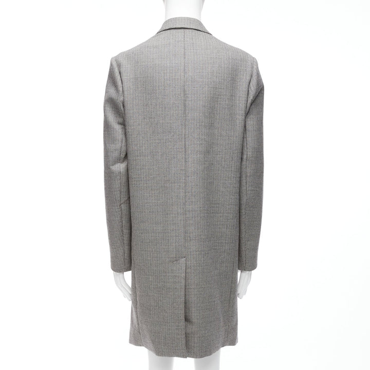 MARNI grey houndstooth wool blend invisible placket longline coat IT48 M