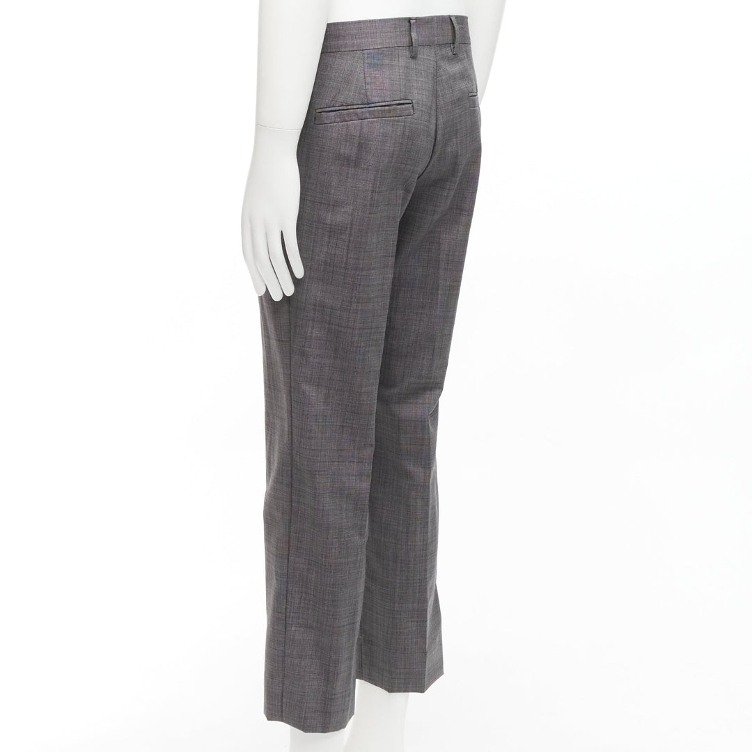VERSACE 100% cotton grey checkered straight leg dress trousers IT48 M