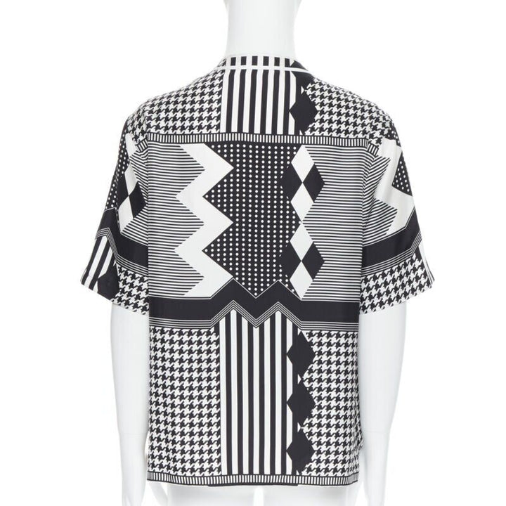 VERSACE 2019 100% silk Double Love Heart geometric baseball shirt EU39 M