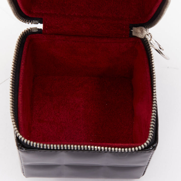 CHANEL 2003 black patent leather Rubiks Cube CC logo clutch bag