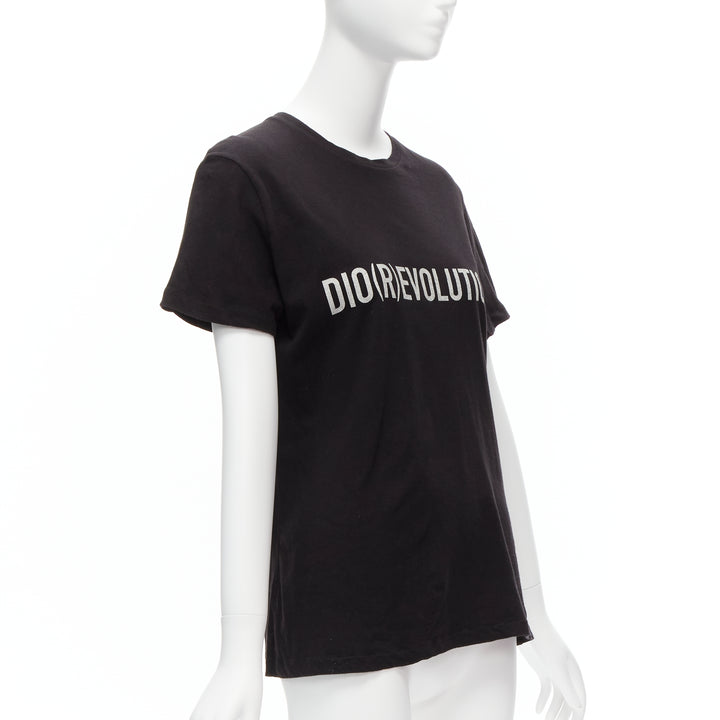 CHRISTIAN DIOR Diorevolution black cotton linen logo print tshirt M