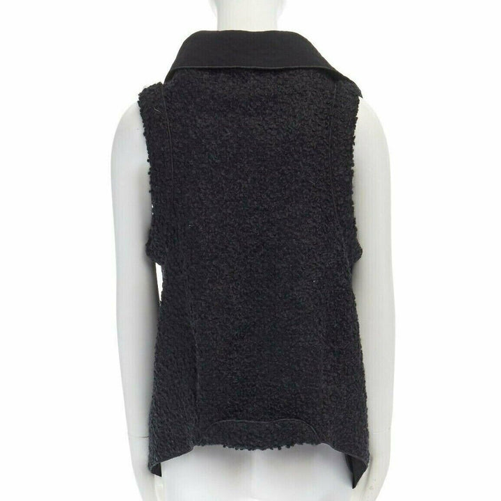 ROLAND MOURET RM wool mohair blend draped collar sleeveless vest jacket US6 M