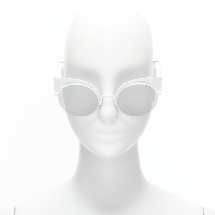 FENDI 0177S white metal logo grey gradient cat eye sunglasses