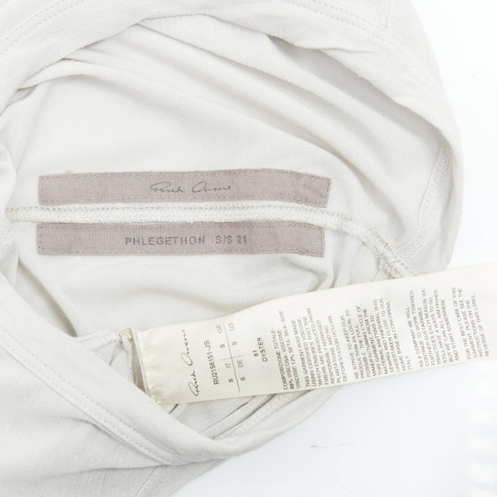 RICK OWENS 2021 Phlegethon Oyster light grey raw edge cut long tank S