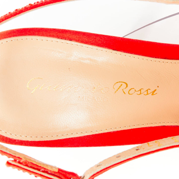 GIANVITO ROSSI red strass crystal encrusted clear PVC slingback pump EU37.5