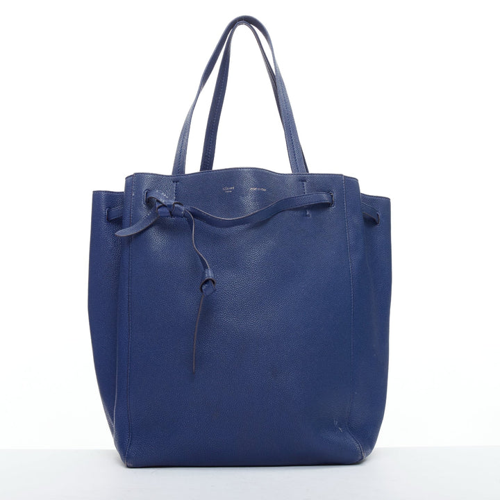 CELINE Cabas Phantom dark blue leather silver logo medium tote bag