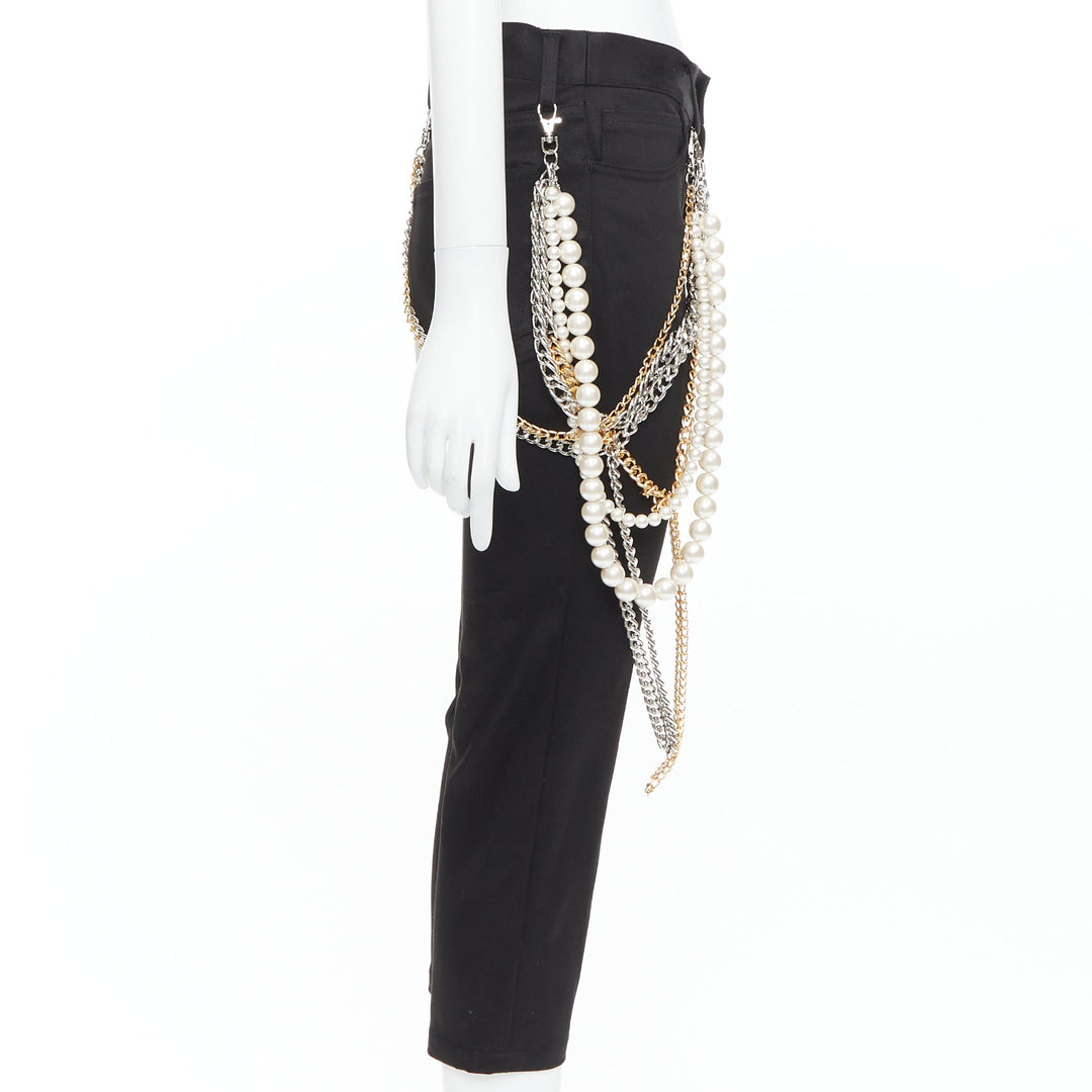 JUNYA WATANABE 2022 Punk black multi pearl chain cropped pants S