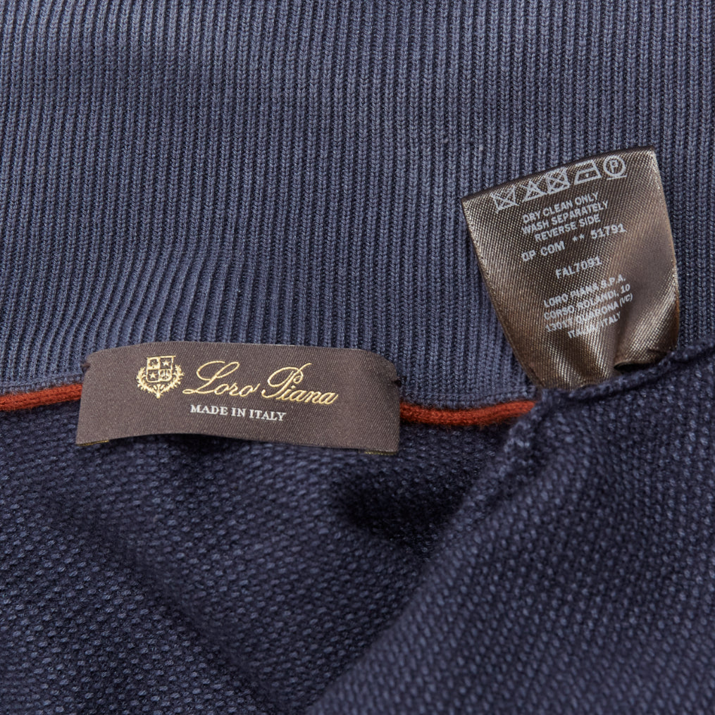 LORO PIANA navy silk cashmere buttoned drop sleeves knit cardigan IT48 M