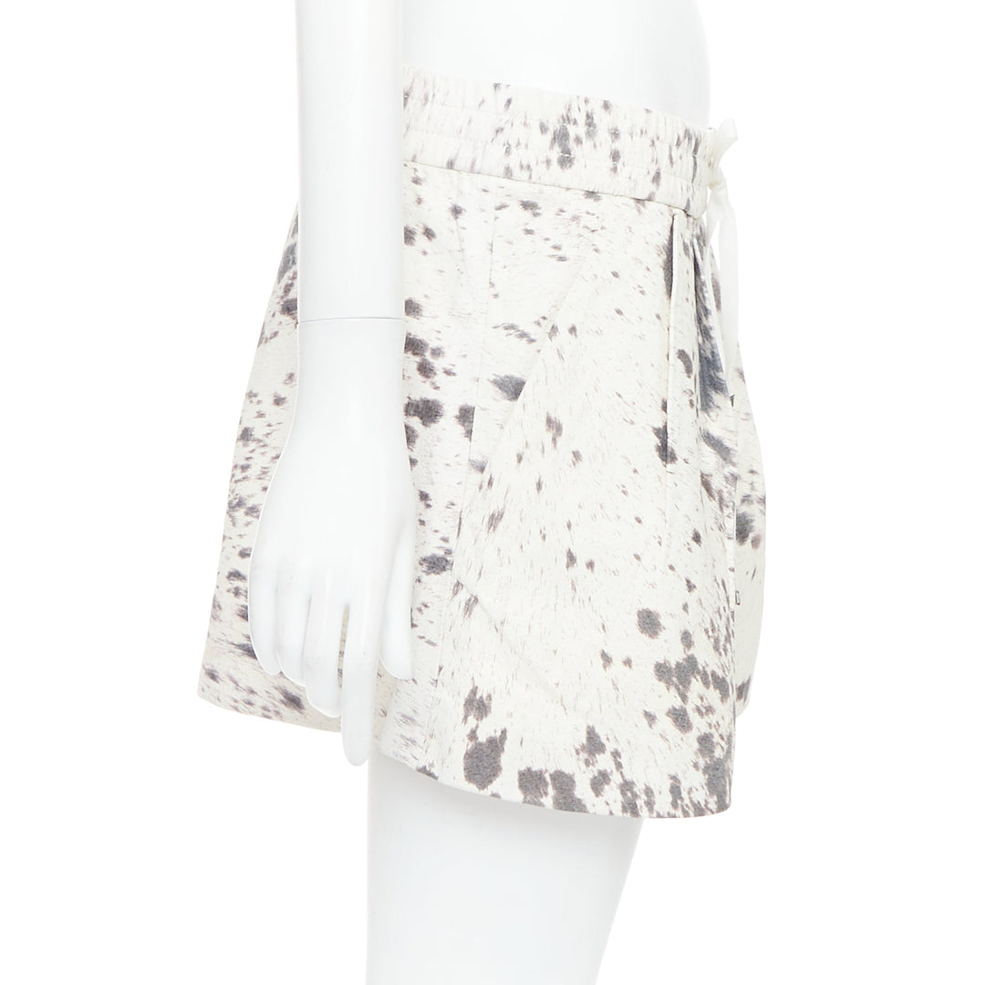 3.1 PHILLIP LIM cream pig leather cow print silk lined shorts US2 S