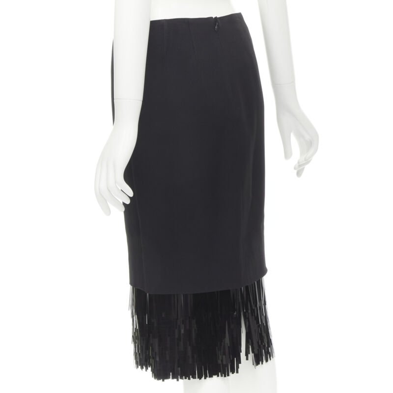 JASON WU black fringe sequins hem cocktail skirt US0 XS