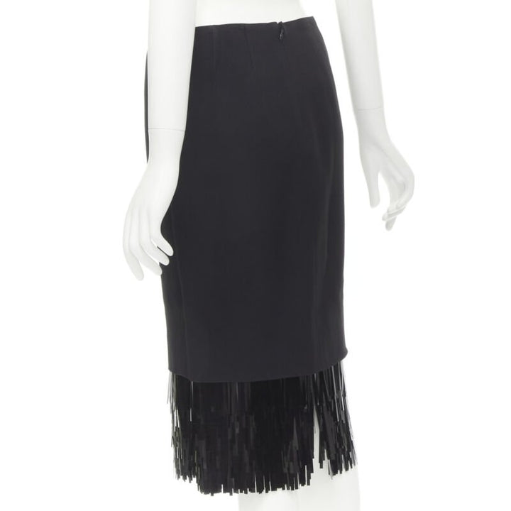 JASON WU black fringe sequins hem cocktail skirt US0 XS