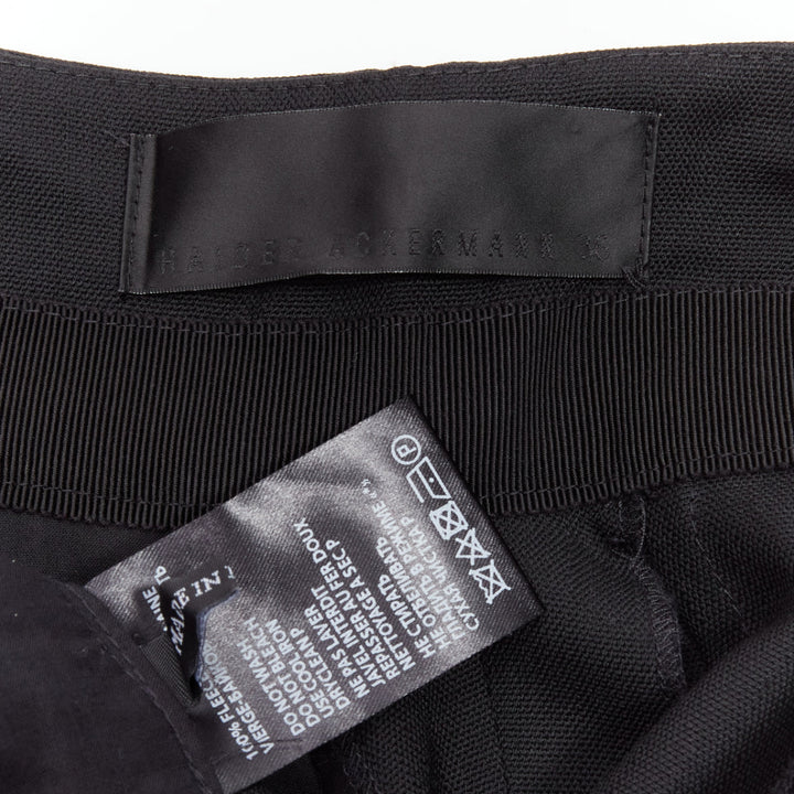 HAIDER ACKERMANN fleece wool black white side tape high waist tapered pants FR36