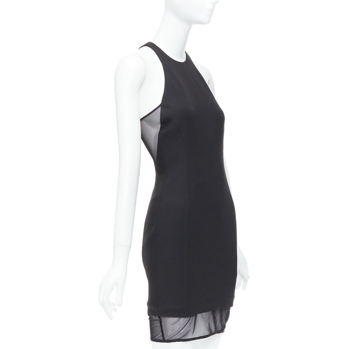 ELIZABETH AND JAMES Parker black sheer hem racer top mini dress US2 S