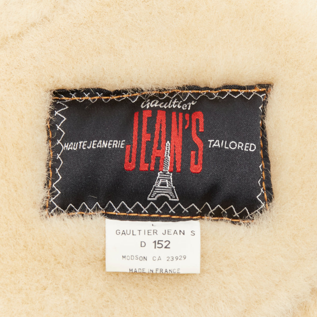 JEAN PAUL GAULTIER JEANS Vintage brown shearling lined logo zip vest FR42 XXS