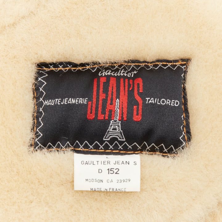 JEAN PAUL GAULTIER JEANS Vintage brown shearling lined logo zip vest FR42 XXS