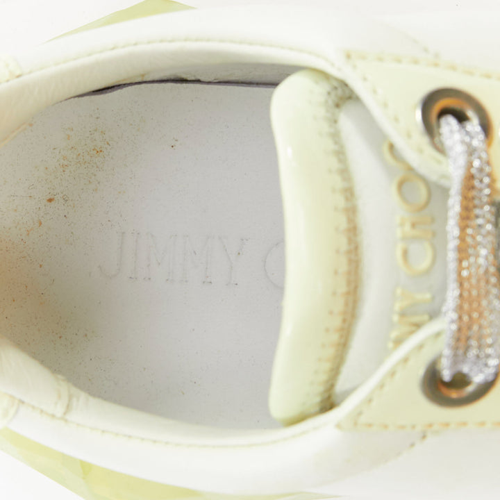 JIMMY CHOO Diamond white mint green jelly sole dad sneakers EU35.5