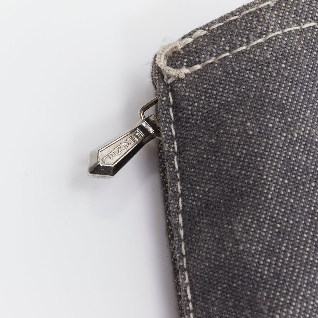 CHANEL 01P Vintage Runway CC rhinestone logo topstitch flared cargo pants FR36 S