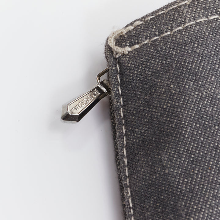 CHANEL 01P Vintage Runway CC rhinestone logo topstitch flared cargo pants FR36 S