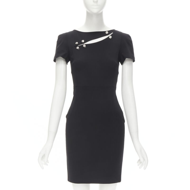 VERSUS VERSACE Lionhead punk safety pin slash slit dress IT38 XS