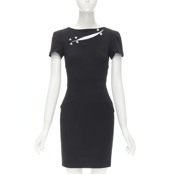 VERSUS VERSACE Lionhead punk safety pin slash slit dress IT38 XS