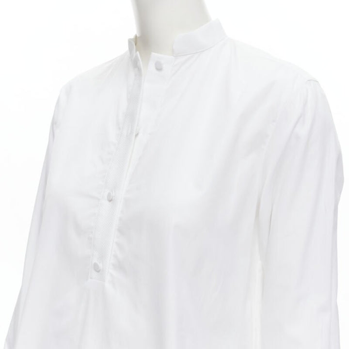 VALENTINO white cotton black floral lace hem shirt dress IT36 XS