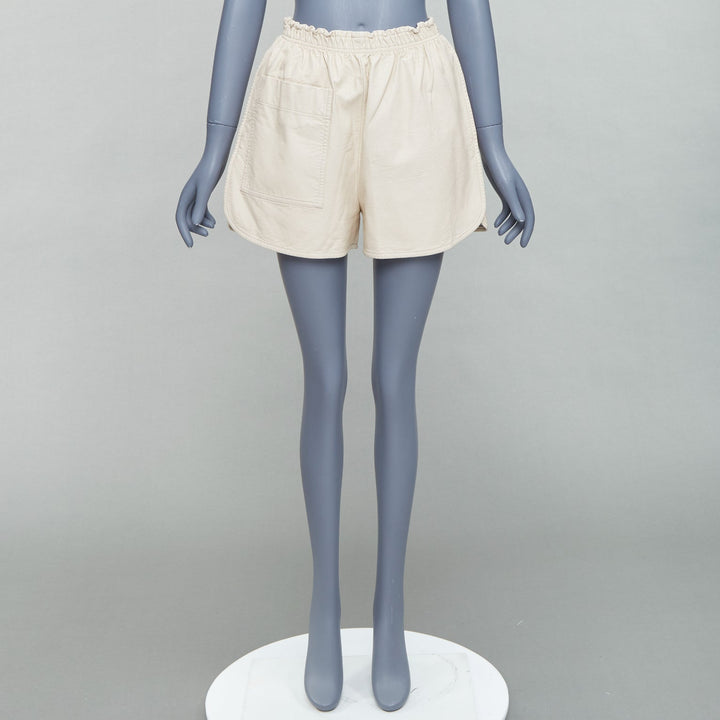 STELLA MCCARTNEY Skin Free Skin beige faux leather pocketed shorts  IT38 XS