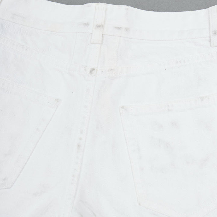 SAINT LAURENT 2016 white cotton cut off frayed jean denim shorts 25"
