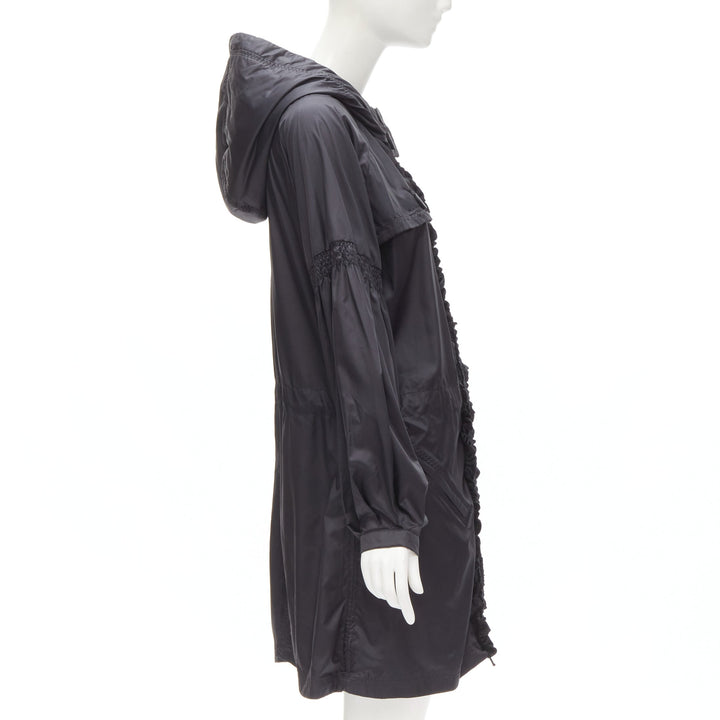 STELLA MCCARTNEY ADIDAS pleated ruffle light nylon windbreaker anorak jacket S