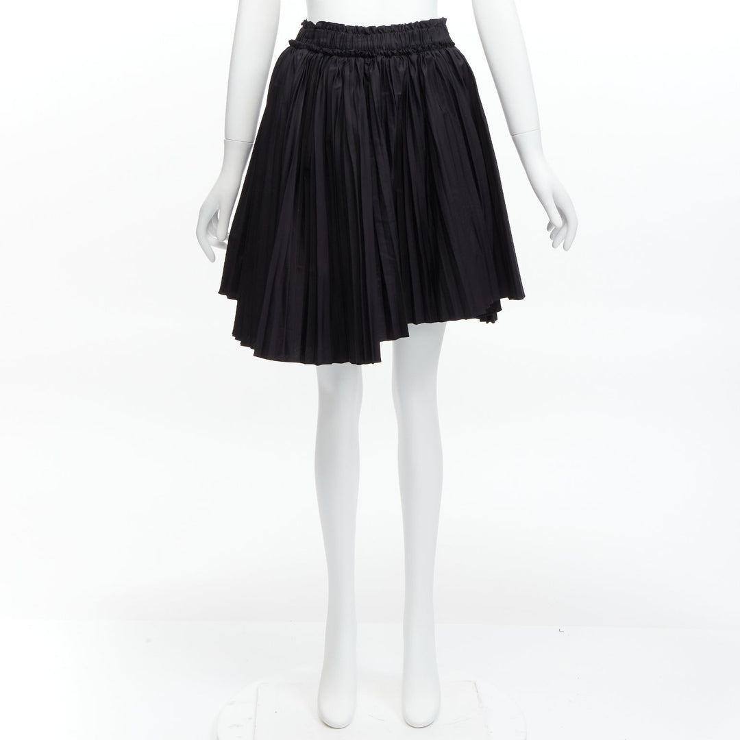 TOD'S black cotton asymmetric high low pleated flared skirt IT38 XS