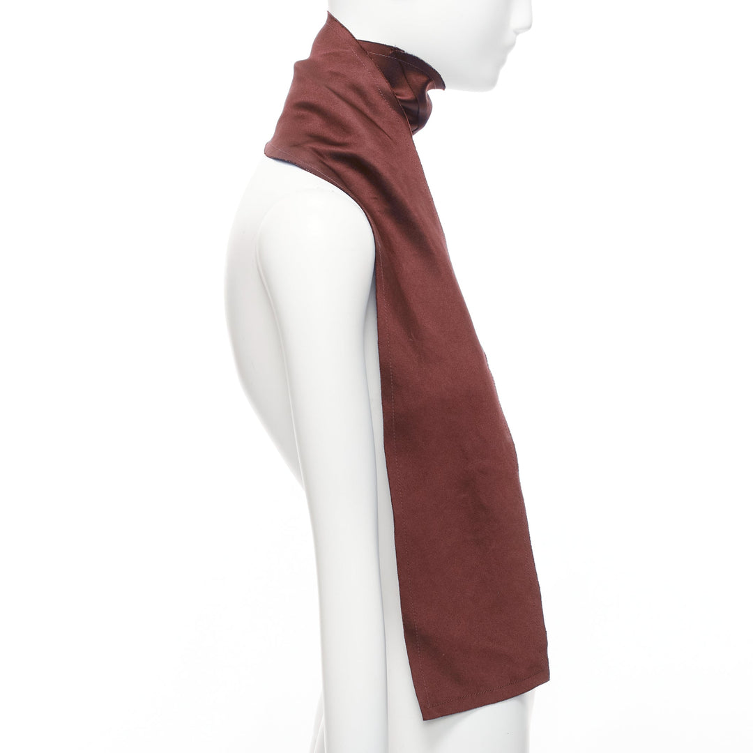 LANVIN red burgundy 100% silk made in france frayed edge rectangular scarf
