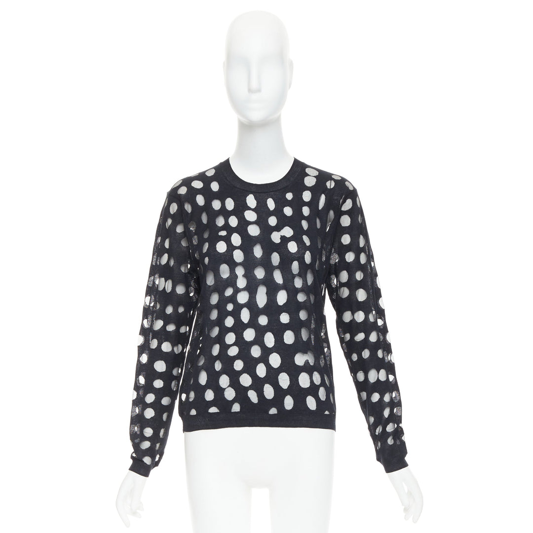 ACNE STUDIOS 2014 Ninah Dots black cotton irregular dots sheer sweater S